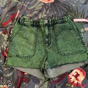 Green washed jean shorts wild fable